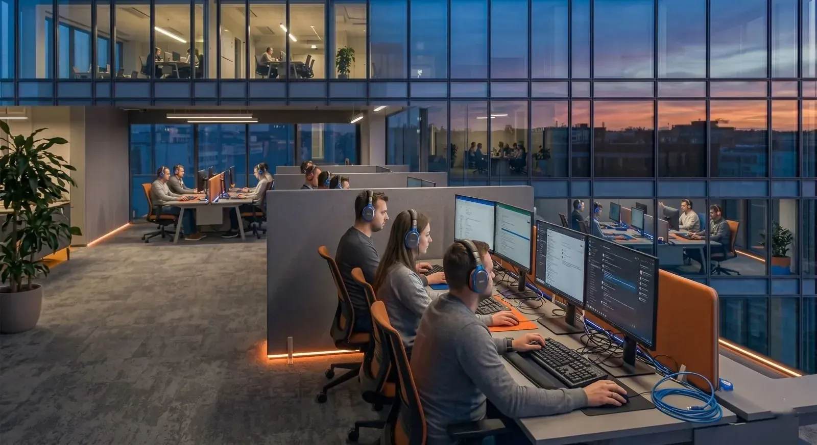 Operations room with people working at screens